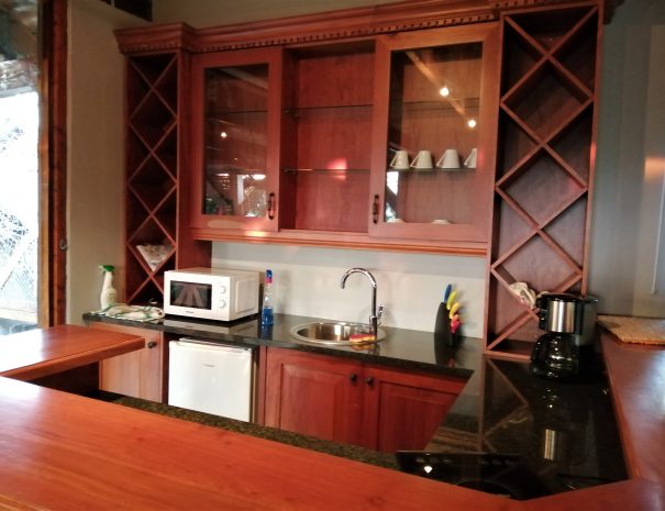 kitchen with microwave coffee chobe loft